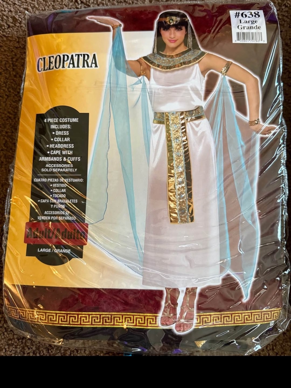 Patra Cleopatra Kids Costume in White, Gold and Light Blue
